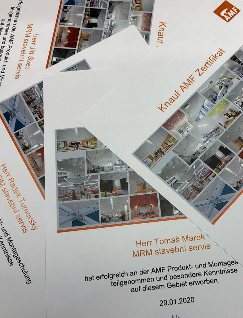 Naše společnost se stala certifikovanou v oblasti pohledu a akustických prvku AMF